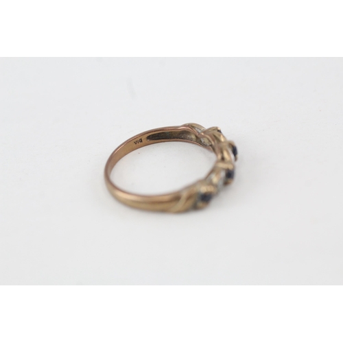 160 - 9ct gold diamond & sapphire seven stone ring Size  N - 2 g