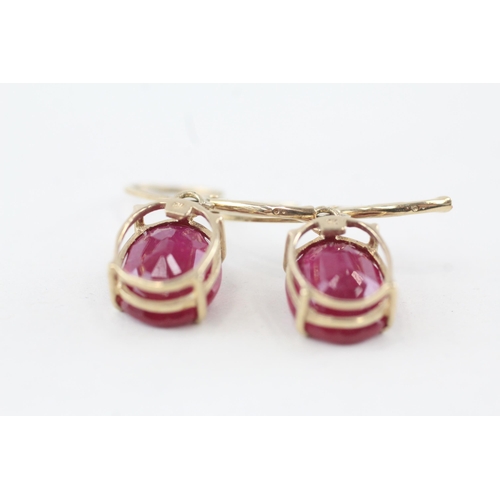 175 - 9ct gold enhanced ruby set leverback earrings   - 175 g