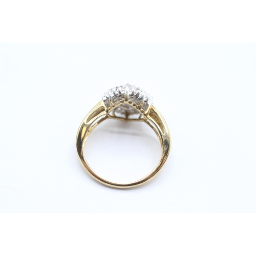 24 - 9ct gold vari-cut diamond cluster ring Size  N - 3.9 g