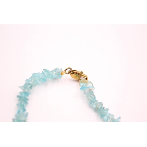 48 - 9ct gold blue gemstone single strand necklace   - 14 g