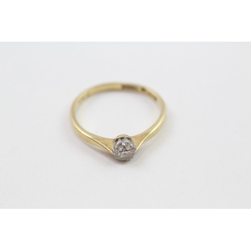 79 - 18ct gold round brilliant cut diamond solitaire ring, claw set (1.9g) Size  L