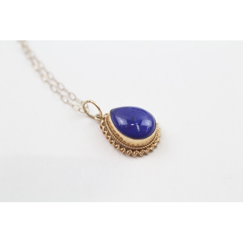 85 - 9ct gold lapis luzuli pendant necklace (1.5g)