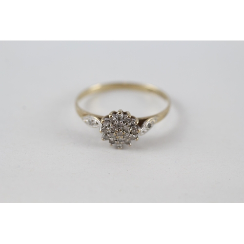 98 - 9ct gold vintage diamond cluster ring, claw set (1.2g) Size  O