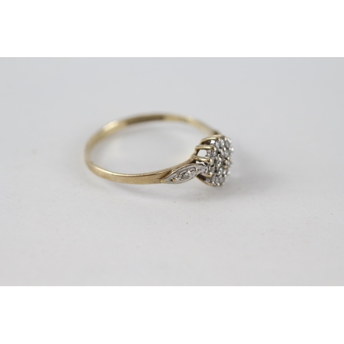 98 - 9ct gold vintage diamond cluster ring, claw set (1.2g) Size  O