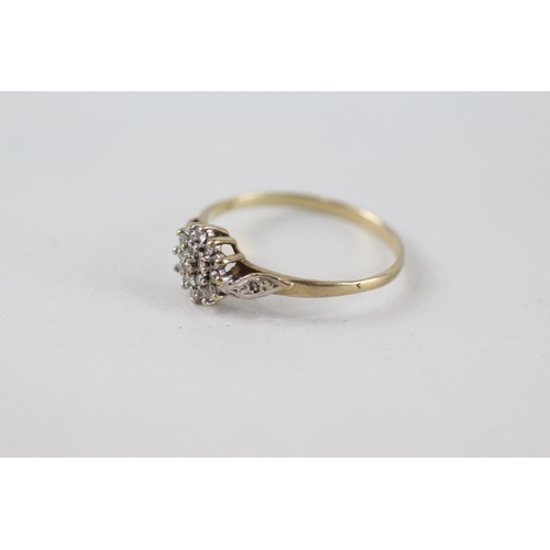 98 - 9ct gold vintage diamond cluster ring, claw set (1.2g) Size  O