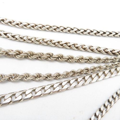 398 - 5x silver hallmarked necklaces (136g)