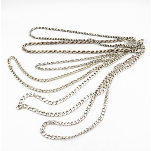 400 - 6x misc silver chains (158.5g)