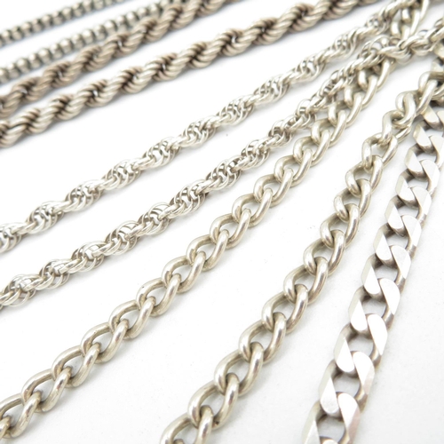 400 - 6x misc silver chains (158.5g)