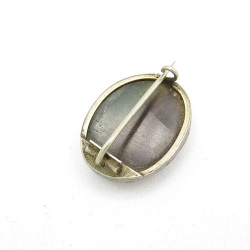 402 - Selection of old vintage silver rings and agate brooch