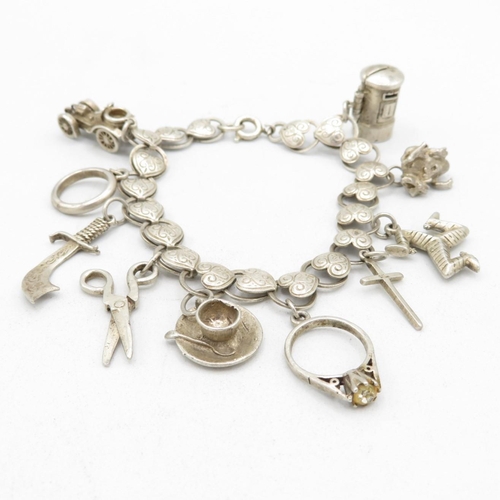 404 - Fancy heart charm bracelet with charms (30g)