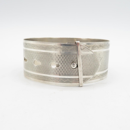 406 - British hallmarked silver cuff bangle (33.1g)