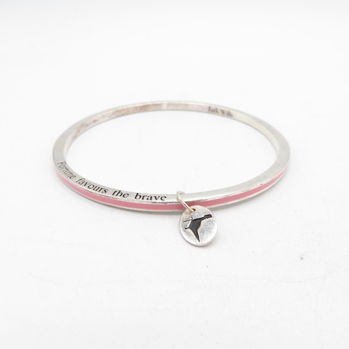 407 - 2x hallmarked silver bracelets - one with silver enamel and one with white gemstone tree (28.8g)