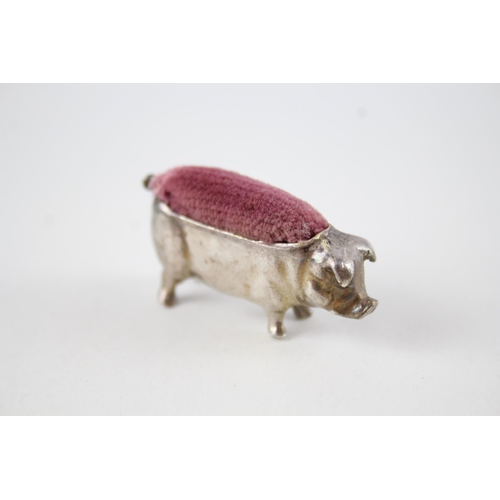 410 - Vintage Hallmarked 1996 London Sterling Silver Novelty Pig Pin Cushion (26g)