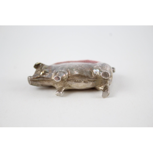 410 - Vintage Hallmarked 1996 London Sterling Silver Novelty Pig Pin Cushion (26g)