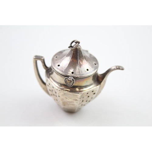 414 - Antique / Vintage Stamped .925 Sterling Silver Novelty Teapot Tea Infuser (12g)