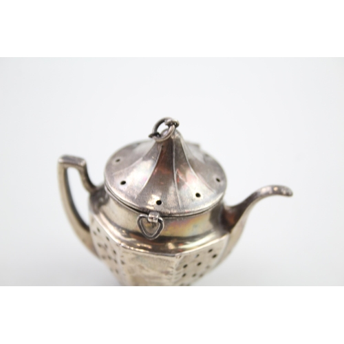 414 - Antique / Vintage Stamped .925 Sterling Silver Novelty Teapot Tea Infuser (12g)