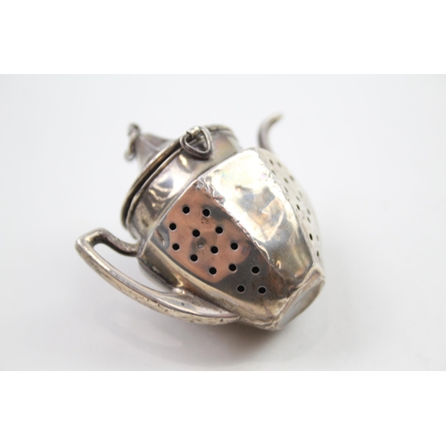 414 - Antique / Vintage Stamped .925 Sterling Silver Novelty Teapot Tea Infuser (12g)