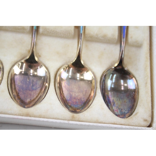 420 - 6 x Vintage DAVID ANDERSON .925 Sterling Silver Guilloche Enamel Teaspoons (57g)