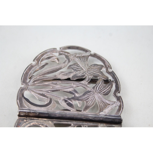 429 - Antique ART NOUVEAU 1907 Birmingham Sterling Silver Floral Belt Buckle (29g)