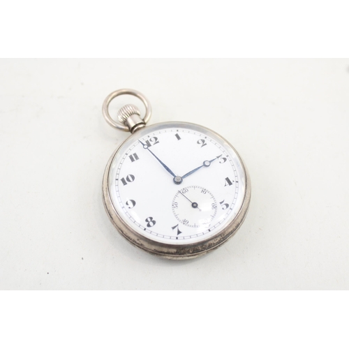 569 - 925 Silver Cased Open Face Pocket Watch Hand-Wind - Watch Runs