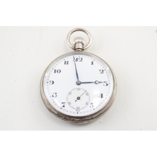 569 - 925 Silver Cased Open Face Pocket Watch Hand-Wind - Watch Runs