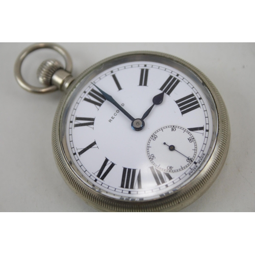 570 - Vintage Record Open Face Pocket Watch Hand-Wind - Watch Runs