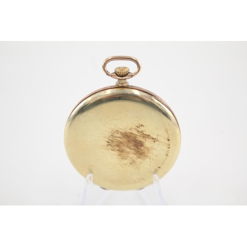 572 - Tempo Open Face Rolled Gold Slim Pocket Watch Hand-Wind - Watch Runs