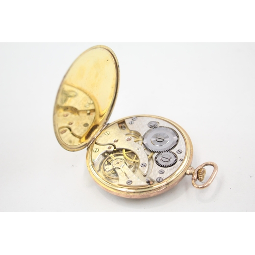 572 - Tempo Open Face Rolled Gold Slim Pocket Watch Hand-Wind - Watch Runs