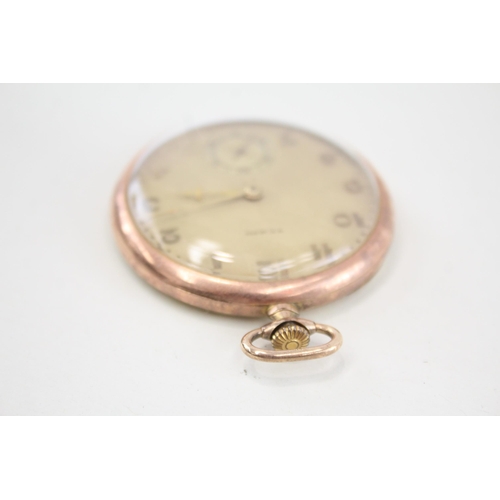 572 - Tempo Open Face Rolled Gold Slim Pocket Watch Hand-Wind - Watch Runs