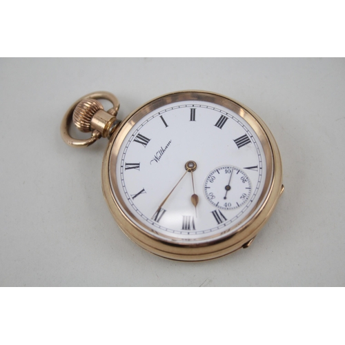 573 - Waltham Open Face Rolled Gold Pocket Watch Hand-Wind - Watch Runs