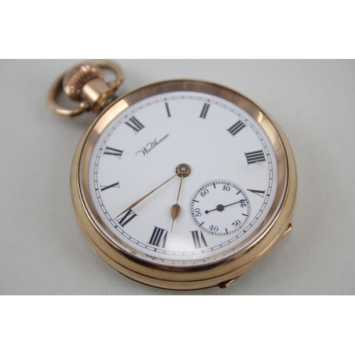 573 - Waltham Open Face Rolled Gold Pocket Watch Hand-Wind - Watch Runs