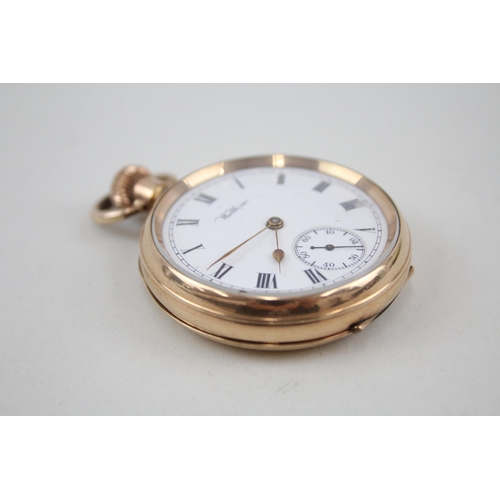 573 - Waltham Open Face Rolled Gold Pocket Watch Hand-Wind - Watch Runs