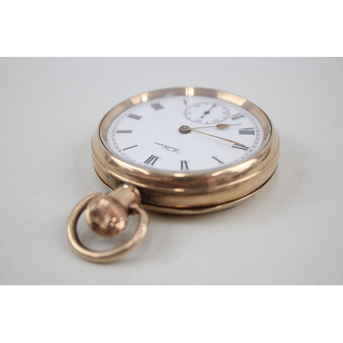 573 - Waltham Open Face Rolled Gold Pocket Watch Hand-Wind - Watch Runs