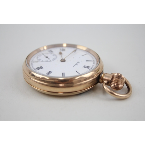 573 - Waltham Open Face Rolled Gold Pocket Watch Hand-Wind - Watch Runs