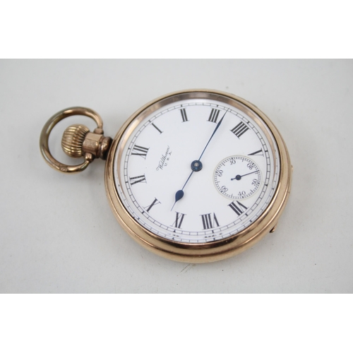 576 - Waltham Open Face Rolled Gold Pocket Watch Hand-Wind - Watch Runs