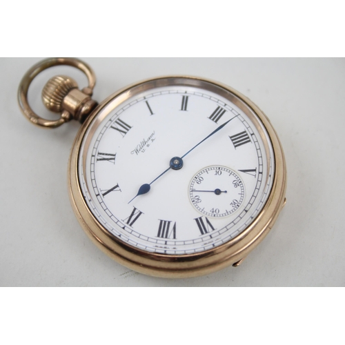 576 - Waltham Open Face Rolled Gold Pocket Watch Hand-Wind - Watch Runs