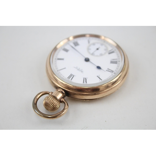 576 - Waltham Open Face Rolled Gold Pocket Watch Hand-Wind - Watch Runs