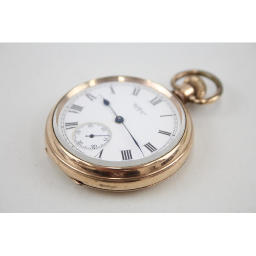 576 - Waltham Open Face Rolled Gold Pocket Watch Hand-Wind - Watch Runs