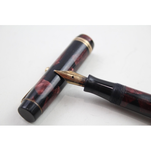 581 - Vintage PARKER Duofold Burgundy Fountain Pen w/ 14ct Gold Nib WRITING