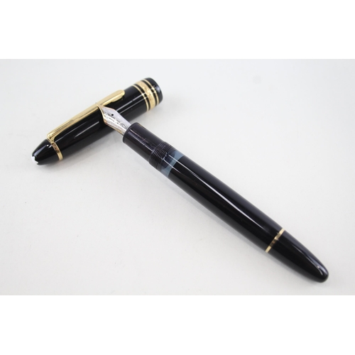 596 - Montblanc Meisterstuck Fountain Pen No.146 Black 14ct White Gold Nib WRITING