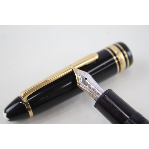 596 - Montblanc Meisterstuck Fountain Pen No.146 Black 14ct White Gold Nib WRITING