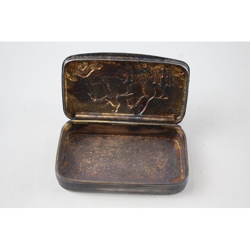 472 - Vintage Hallmarked 1933 Sheffield Sterling Silver Snuff Box w/ Hunt Scene (63g)