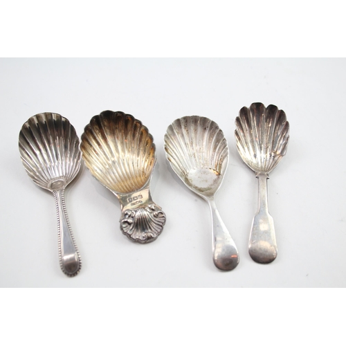 477 - 4 x Antique / Vintage .925 Sterling Silver Caddy Spoons Inc Georgian (56g)