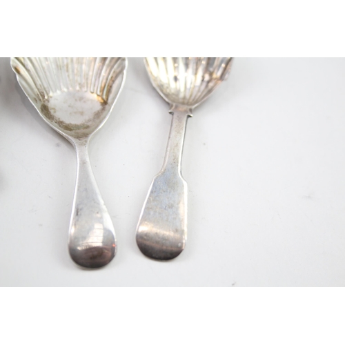 477 - 4 x Antique / Vintage .925 Sterling Silver Caddy Spoons Inc Georgian (56g)