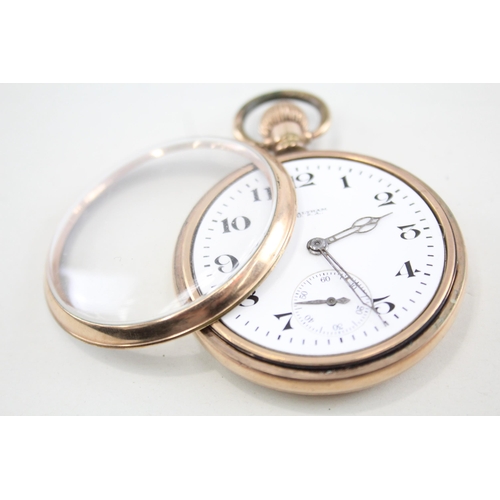 546 - Waltham Open Face Rolled Gold Pocket Watch Hand-Wind - Watch Runs -