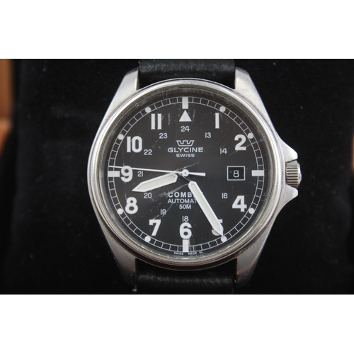 557 - Glycine Combat Military Style WRISTWATCH Automatic - Watch Runs -