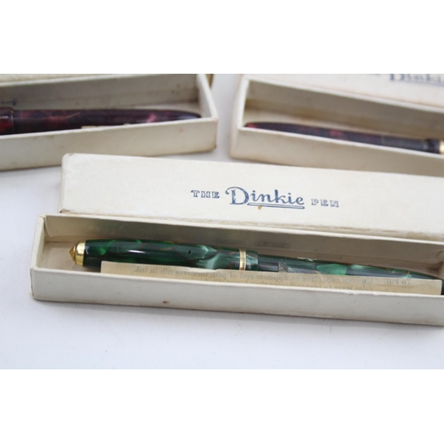 572 - 3 x Vintage CONWAY STEWART Dinkie Fountain Pens w/ 14ct Gold Nibs Boxed