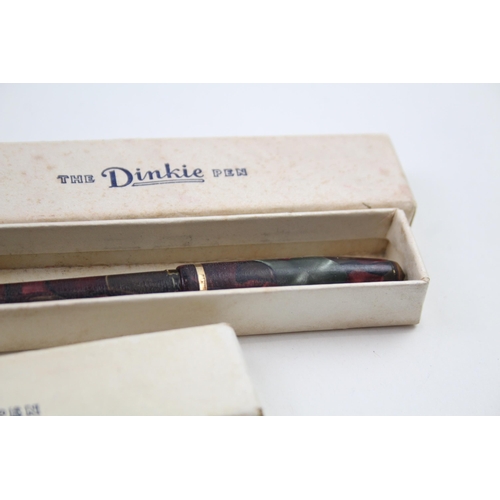 572 - 3 x Vintage CONWAY STEWART Dinkie Fountain Pens w/ 14ct Gold Nibs Boxed