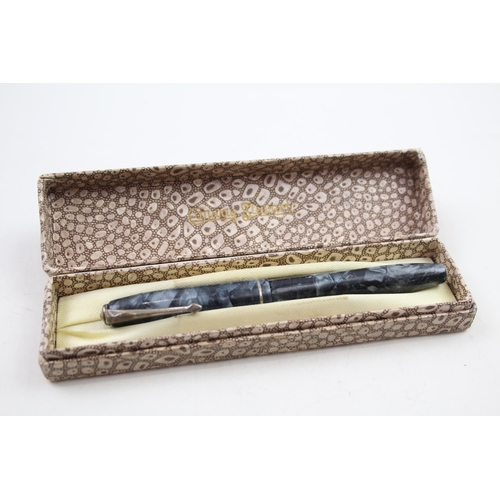 574 - Vintage CONWAY STEWART 75 Navy Fountain Pen w/ 14ct Gold Nib WRITING Boxed