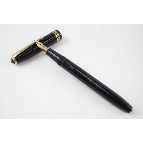 575 - Vintage CONWAY STEWART 74 Black Fountain Pen w/ 14ct Gold Nib WRITING